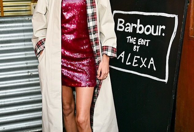 Pictured: Alexa Chung at the launch party for her Barbour collection in London earlier this month