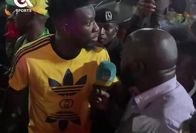 Andre Onana was mobbed by fans as he tried to made his way out of the Namboole Stadium