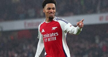 Ethan Nwaneri scored his first two goals for Arsenal in a 5-1 win over Bolton on Wednesday