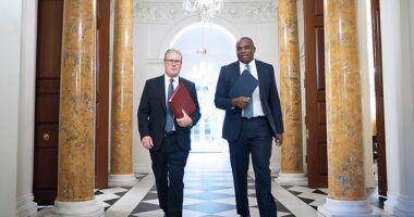 UK Prime Minister Sir Keir Starmer and UK Foreign Secretary David Lammy at the British ambassador's residence in Washington