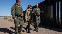Harris toured the border wall with Border Patrol agents near Tucson, Arizona