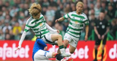Celtic v Rangers LIVE: Scottish Premiership latest score as Kyogo curls home fine finish in season’s first Old Firm derby
