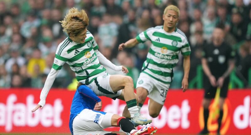 Celtic v Rangers LIVE: Scottish Premiership latest score as Kyogo curls home fine finish in season’s first Old Firm derby