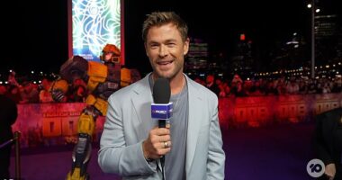 Chris Hemsworth shocked the cast of The Project on Wednesday after he made a racy admission about his new movie Transformers One. Pictured