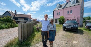 Nigel and Sheila Jacklin pictured outside their property in Behill-on-Sea in East Sussex