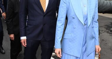 Resurfaced video from Wimbledon appears to show Dave Grohl's last public outing with wife Jordyn Blum before he admitted Tuesday to cheating on her and welcoming a secret love child; pictured July 2 in London