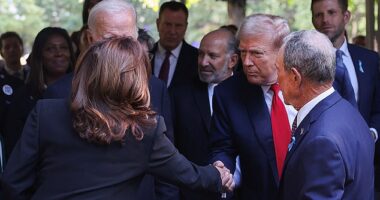 After meeting for the very first time face-to-face on the debate stage in Philadelphia, Kamala Harris and Donald Trump crossed paths again as they attended the 9/11 Memorial in New York City on Wednesday morning
