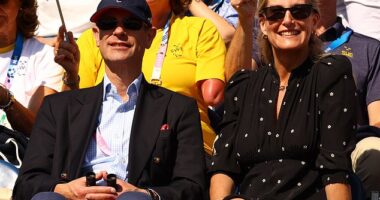 Sophie, 59, smiled for the cameras as she sat in the stands alongside her husband, Prince Edward