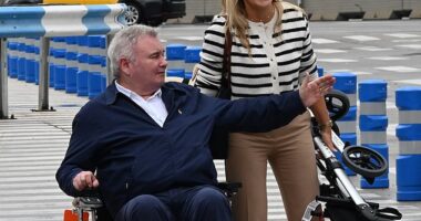 Eamonn Holmes was pictured with new girlfriend Katie Alexander in Barcelona on Sunday