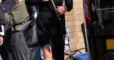 EastEnders star Letitia Dean continued to showcase her two-stone weight loss as she filmed dramatic wedding scenes on Wednesday