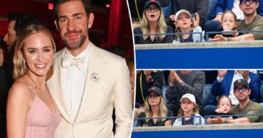 Emily Blunt and John Krasinski make rare appearance with daughters at US Open
