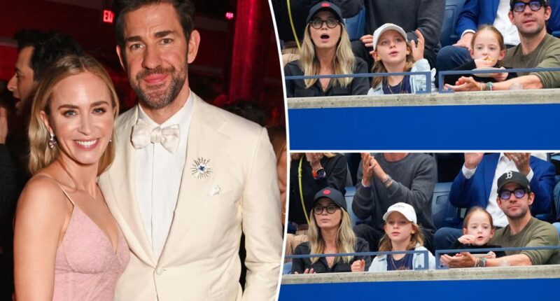 Emily Blunt and John Krasinski make rare appearance with daughters at US Open