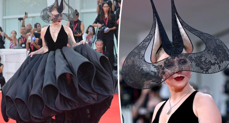 Folie à Deux' in couture Dior and dramatic headpiece
