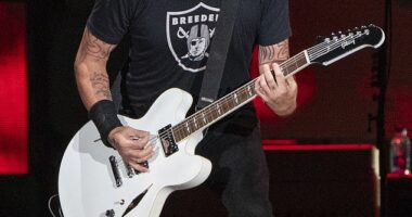 Foo Fighters are reportedly 'set to take a hiatus' as Dave Grohl works to 'earn back the trust of his family' amid his affair scandal (pictured in July 2023)