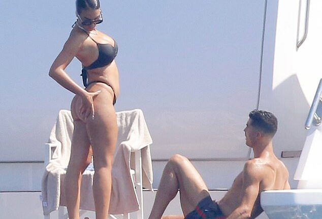 Georgina Rodriguez put on a very flirtatious display with Cristiano Ronaldo as the couple relaxed on their superyacht in France over the weekend