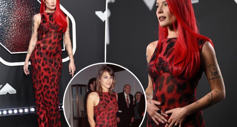 Halsey rocks vintage Versace dress previously worn by Elizabeth Hurley to 2024 VMAs