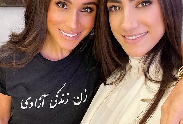 Pictured: Meghan Markle with former Archewell president Mandana Dayani in October 2022 - two months before she left the role