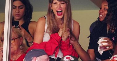 Popstar Taylor Swift was pictured attending a Kansas City Chiefs at GEHA Field at Arrowhead Stadium on September 24, 2023