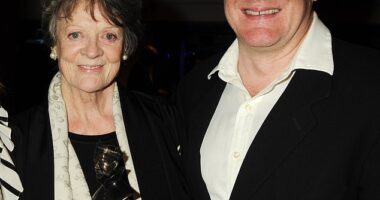 Maggie Smith with her son Christopher Larkin. The acting legend passed away this morning aged 89 (pictured in 2010)
