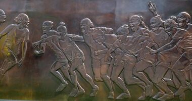 The Matildas have been immortalised in a bronze mural outside Suncorp Stadium (pictured) - after they were originally promised a statue would be created in their honour