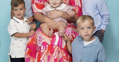 Francesca with baby Penelope and sons Ashton, LJ, Rocco and Ace