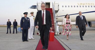 Britain's Prime Minister Keir Starmer arrives in the United States