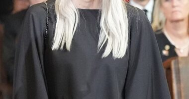 Widow Simone Reiländer seen at the funeral of her late husband, Austrian billionaire Richard Lugner on August 31