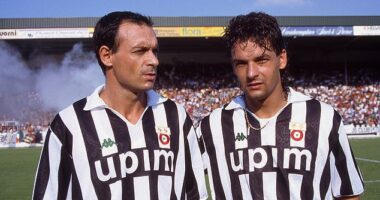 Roberto Baggio (right) has led the tributes to his former Juventus and Italy team-mate Salvatore Schillaci (left) who has died at the age of 59 after a battle with colon cancer
