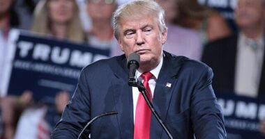 Donald Trump at a podium