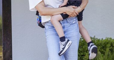 Jenna Dewan doted on son Callum, four, as she stepped out in LA on Monday - amid her volatile court battle with ex-husband Channing Tatum