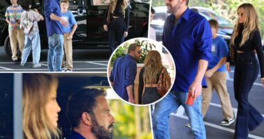 Jennifer Lopez and Ben Affleck kissing, holding hands at brunch amid divorce