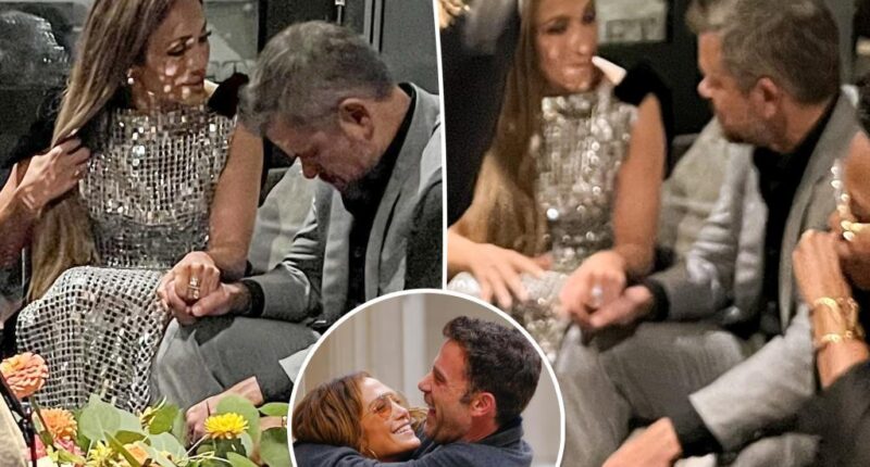 Jennifer Lopez and Matt Damon hold hands while chatting at TIFF