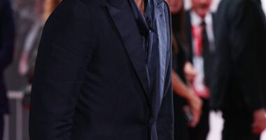 Jude Law cut a dapper figure in a black suit as he attended The Order premiere at the Venice Film Festival on Saturday evening