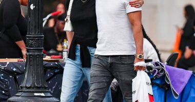Justin Theroux, 53, and his fiancée Nicole Bloom , 30, were spotted in New York City on Wednesday
