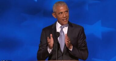 A new ad from Vice President Kamala Harris' campaign, which debuted on debate day, shows former President Barack Obama gesturing at the Democratic National Convention suggesting that former President Donald Trump's obsession with crowd size has deeper meaning