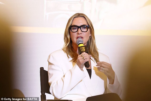 Kate Winslet, 48 discussed her new film Lee at the Pacific Design Center for BAFTA in West Hollywood, California on Thursday