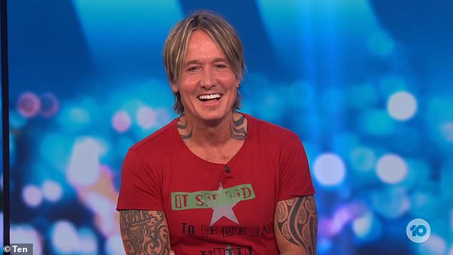 Keith Urban (pictured) was left blushing when asked if has seen his wife Nicole Kidman's new erotic thriller Babygirl