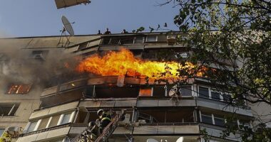 A Russian missile fired into an apartment building in Kharkiv, Ukraine, has killed one and wounded 42 more