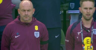 Carsley (left) admitted he has struggled to sing anthems before matches and opted not to sing in Dublin on Saturday