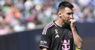Inter Miami FC forward Lionel Messi stands on the field during the first half
