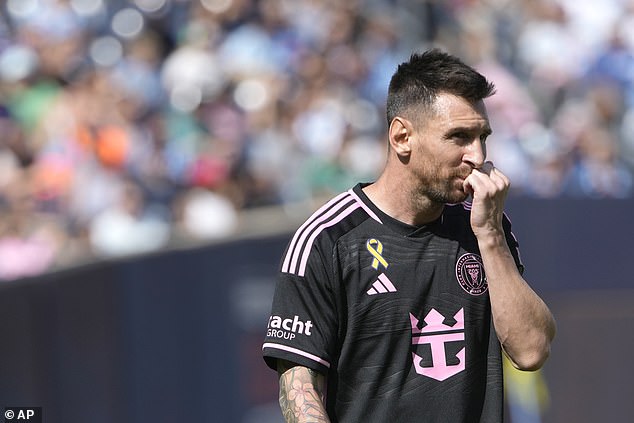 Inter Miami FC forward Lionel Messi stands on the field during the first half