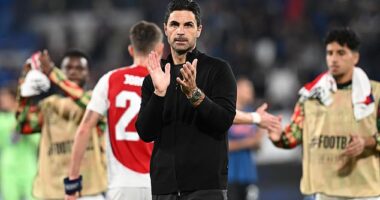 MIkel Arteta will take his Arsenal side to the home of the Premier League champions on Sunday