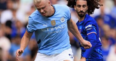 Marc Cucurella (right) has revealed that a Chelsea team-mate attempted to clear the air with Erling Haaland (left)