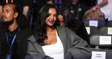 Maya Jama looked in high spirits as she joined Emma Bunton at the star-studded Anthony Joshua Vs Daniel Dubois fight on Saturday night at Wembley Stadium