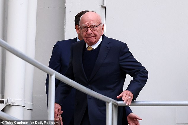 Rupert Murdoch looked confident on the way into the second day of the legal battle over the future of his estate