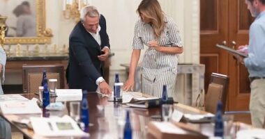 Former first lady Melania Trump said in a new video clip promoting her book that she 'felt a deep responsibility to respect tradition' during the 2020 overhaul of the White House Rose Garden. Historian Michael Beschloss blasted the move