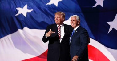 Mike Pence with then Republican presidential nominee Donald Trump in 2016