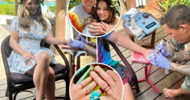 Miles Teller, wife Keleigh tattoo ring fingers for anniversary