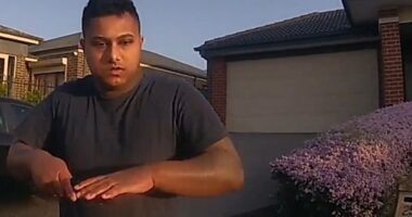 Police body cam footage has been released showing the moment Moses Thurairajasingam, 18, allegedly stabbed a policeman at 4:35pm on Tuesday