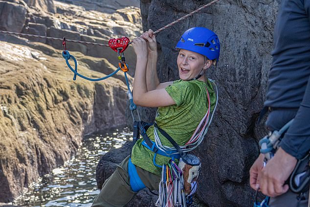 Rookie climber Aden Thurlow scaled two sea stacks, the Am Buachaillie and the Old Man of Stoer